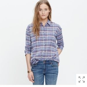 Madewell Shrunkwn Trapeze Shirt in oakbrook plaid.